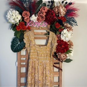 Free People Getaway Smocked Floral Romantic Boho Dress